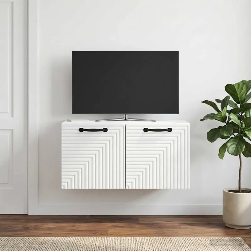 Sieninė TV spintelė Balta 59,5 x 31 x 30 cm Apdirbta mediena