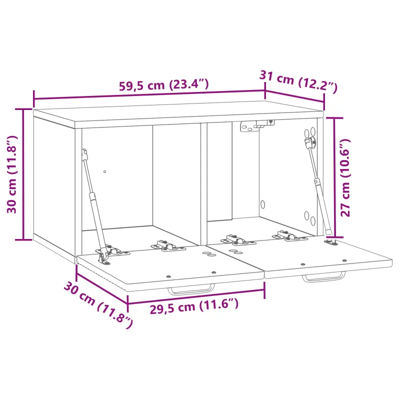 Sieninė TV spintelė Balta 59,5 x 31 x 30 cm Apdirbta mediena