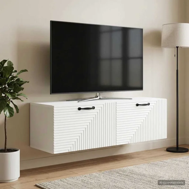 Sieninė TV spintelė Balta 98 x 31 x 30 cm Apdirbta mediena
