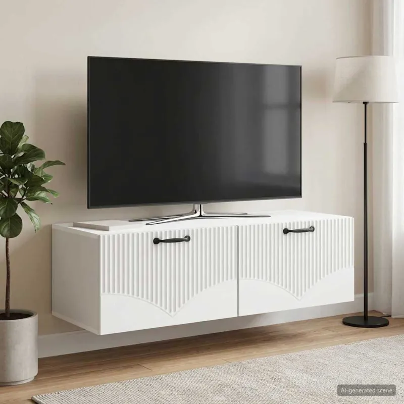 Sieninė TV spintelė Balta 98 x 41 x 30 cm Apdirbta mediena