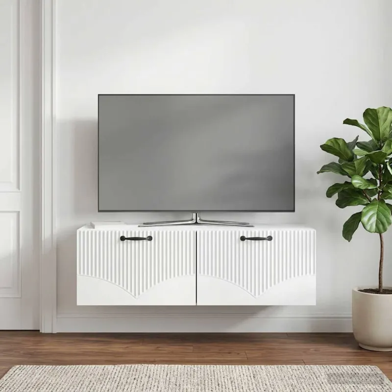 Sieninė TV spintelė Balta 98 x 41 x 30 cm Apdirbta mediena