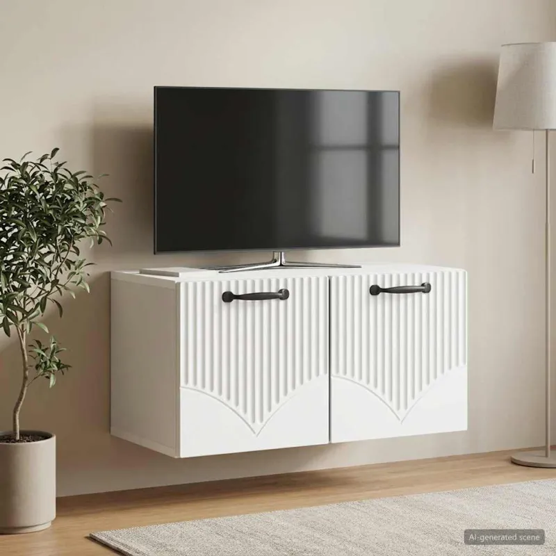 Sieninė TV spintelė Balta 59,5 x 31 x 30 cm Apdirbta mediena
