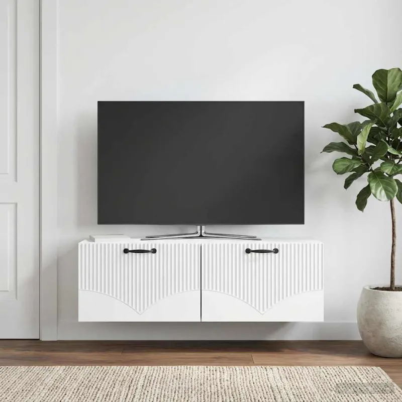 Sieninė TV spintelė Balta 98 x 31 x 30 cm Apdirbta mediena