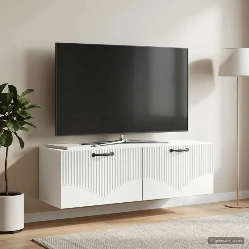 Sieninė TV spintelė Balta 98 x 31 x 30 cm Apdirbta mediena