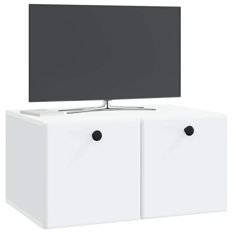 Sieninė TV spintelė 59,5 x 41 x 30 cm Balta Apdirbta mediena