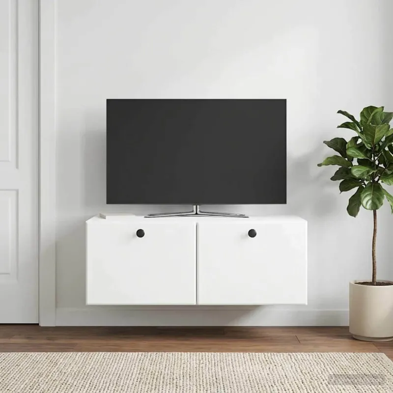 Sieninė TV spintelė 78,5 x 41 x 30 cm Balta Apdirbta mediena