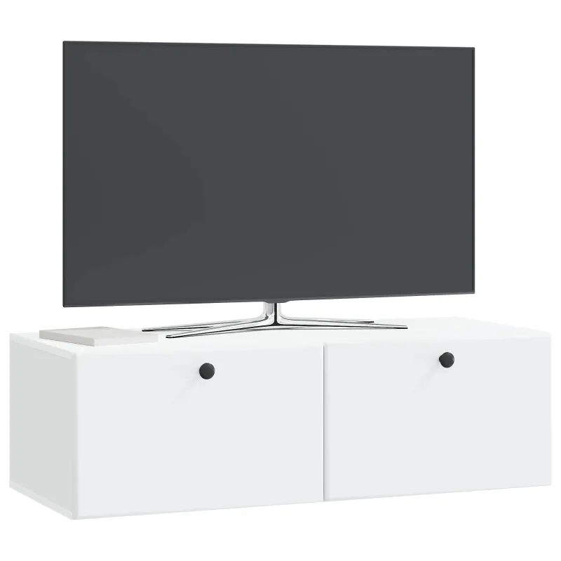 Sieninė TV spintelė 98 x 41 x 30 cm Balta Apdirbta mediena