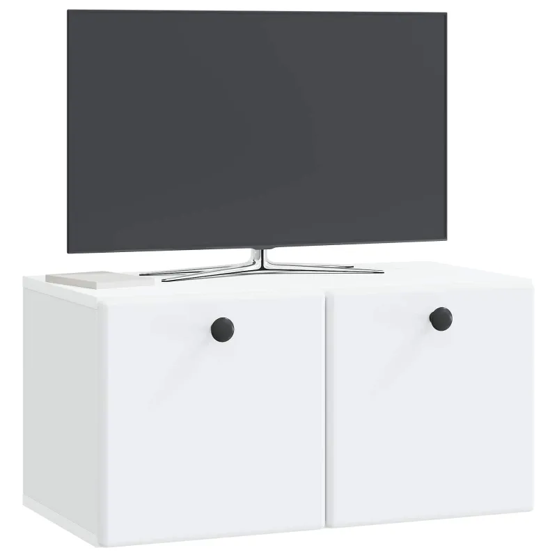 Sieninė TV spintelė 59,5 x 31 x 30 cm Balta Apdirbta mediena