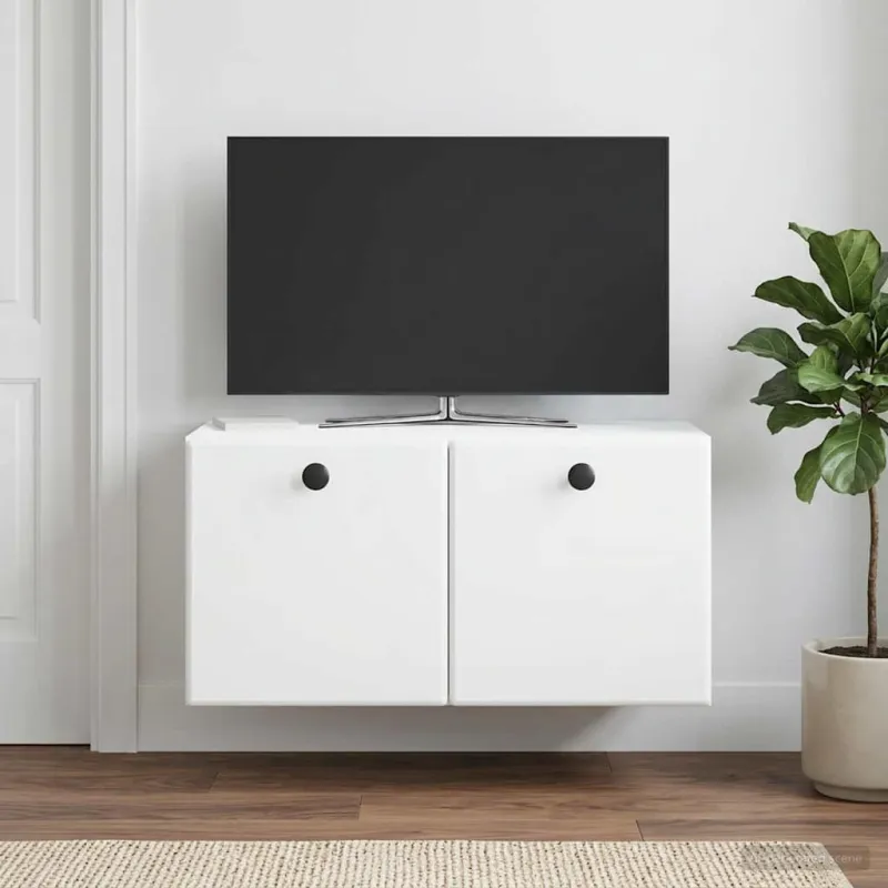 Sieninė TV spintelė 59,5 x 31 x 30 cm Balta Apdirbta mediena