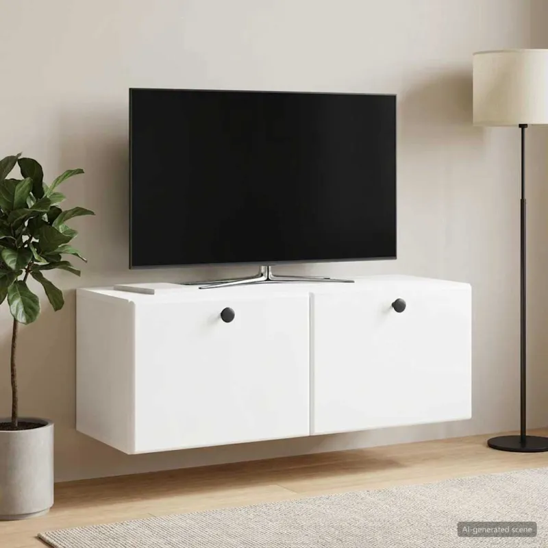 Sieninė TV spintelė 78,5 x 31 x 30 cm Balta Apdirbta mediena