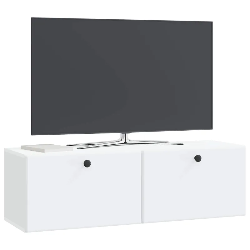 Sieninė TV spintelė 98 x 31 x 30 cm Balta Apdirbta mediena