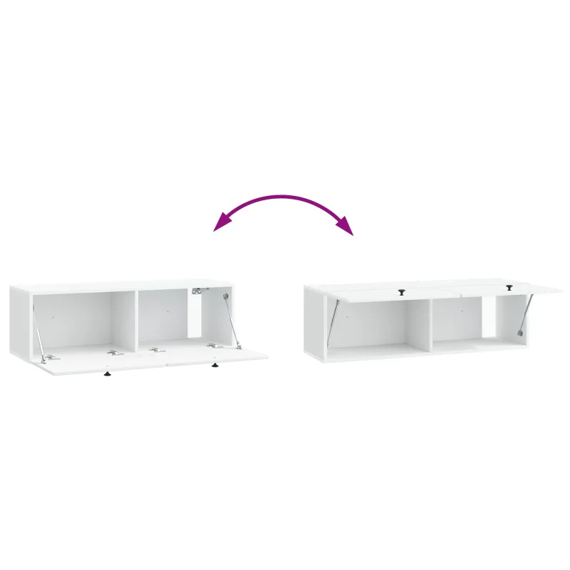 Sieninė TV spintelė 98 x 31 x 30 cm Balta Apdirbta mediena