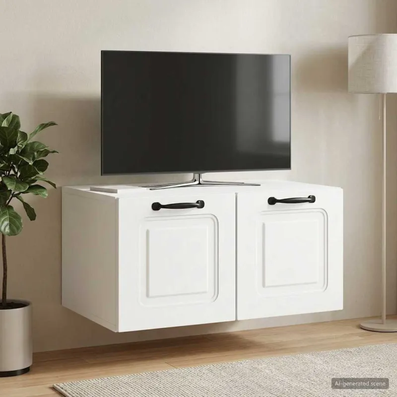 Sieninė TV spintelė Balta 59,5 x 41 x 30 cm Apdirbta mediena