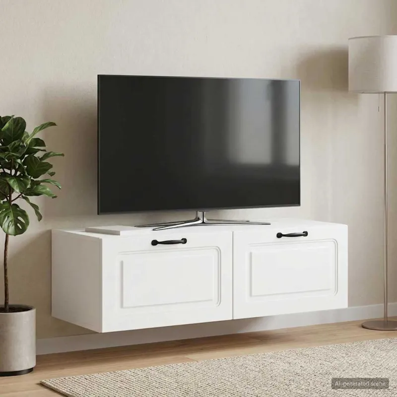 Sieninė TV spintelė Balta 98 x 41 x 30 cm Apdirbta mediena