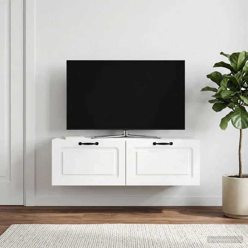 Sieninė TV spintelė Balta 98 x 41 x 30 cm Apdirbta mediena