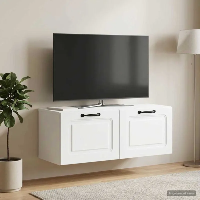 Sieninė TV spintelė Balta 78,5 x 31 x 30 cm Apdirbta mediena