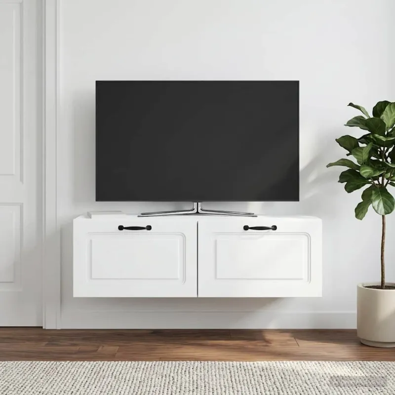 Sieninė TV spintelė Balta 98 x 31 x 30 cm Apdirbta mediena