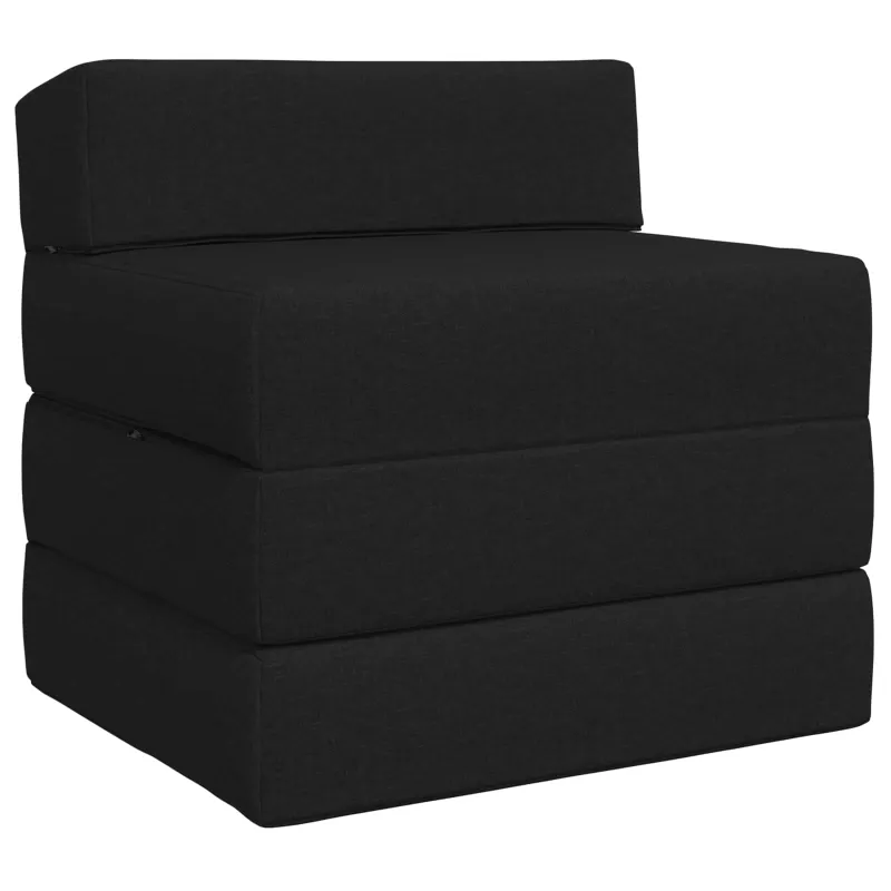 Sulankstomas Sofos Lova Juoda 200 x 70 x 15 cm Audinys