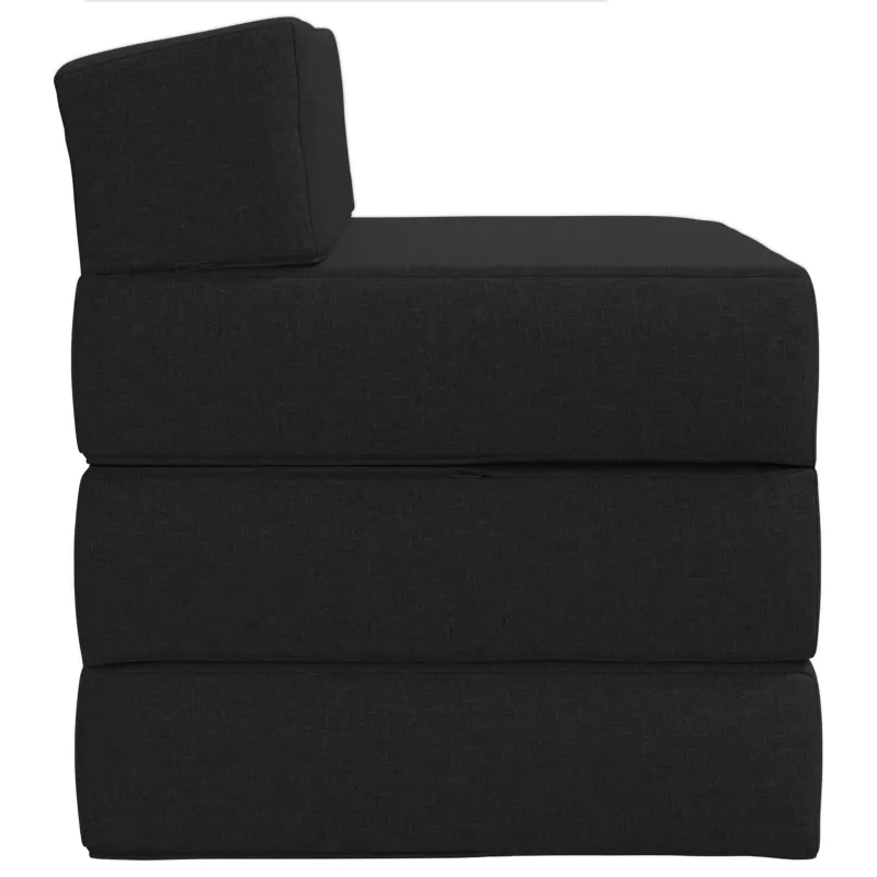 Sulankstomas Sofos Lova Juoda 200 x 70 x 15 cm Audinys