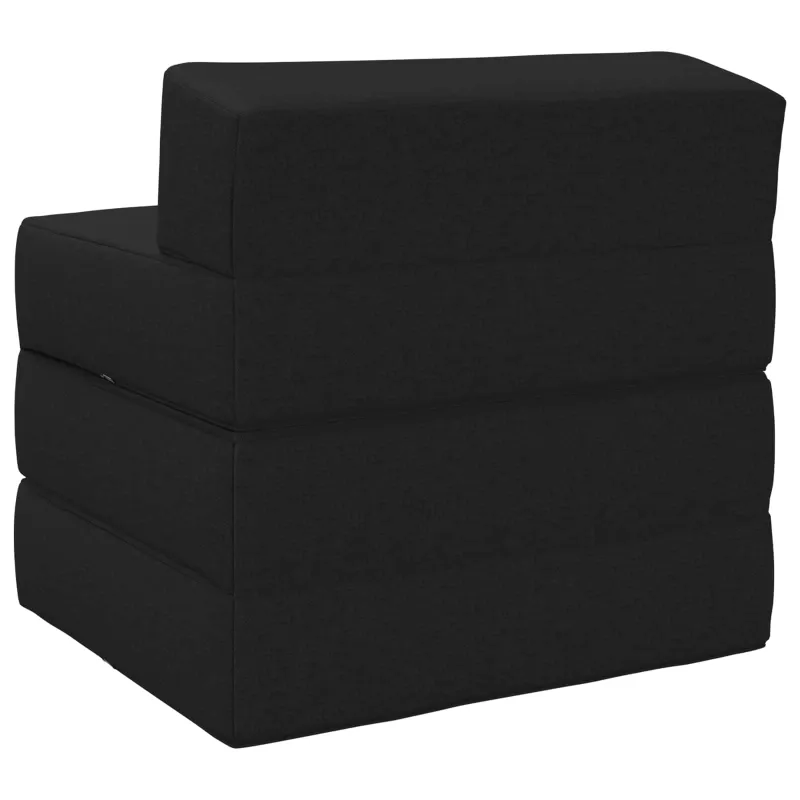 Sulankstomas Sofos Lova Juoda 200 x 70 x 15 cm Audinys