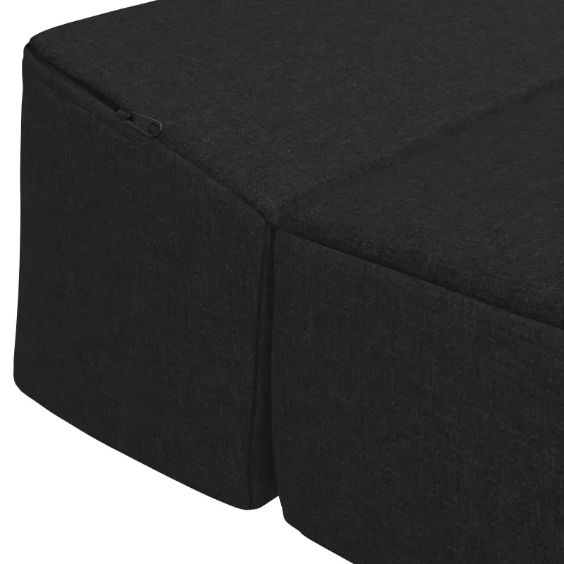 Sulankstomas Sofos Lova Juoda 200 x 70 x 15 cm Audinys