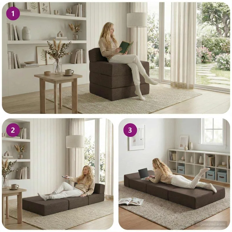 Sulankstomas Sofos Lova Taupe 200 x 70 x 15 cm Audinys