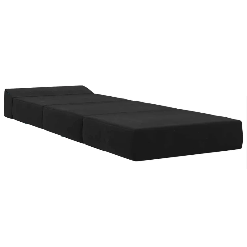 Sulankstomas Sofos Lova Juoda 200 x 70 x 15 cm Aksomas