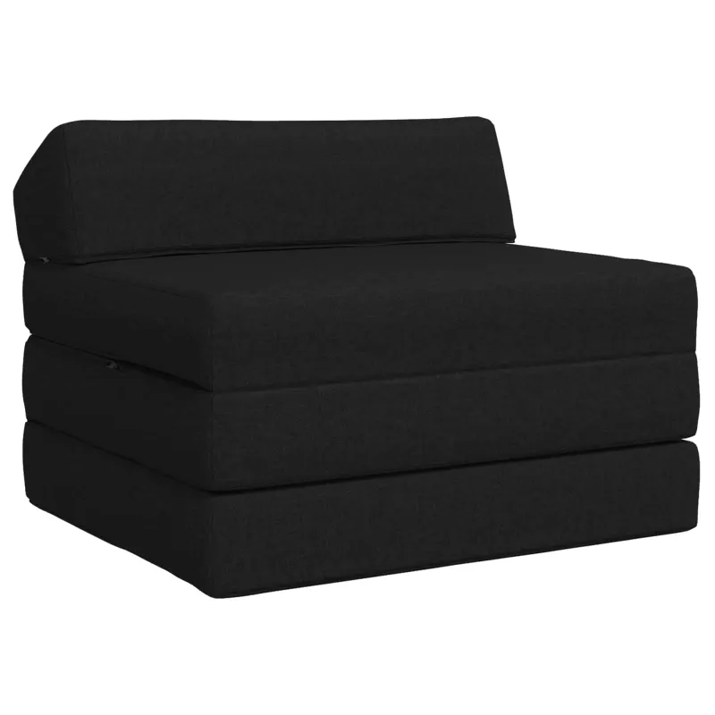Sulankstomas Sofos Lova Juoda 200 x 70 x 10 cm Audinys