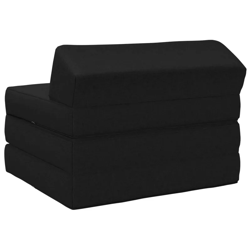 Sulankstomas Sofos Lova Juoda 200 x 70 x 10 cm Audinys