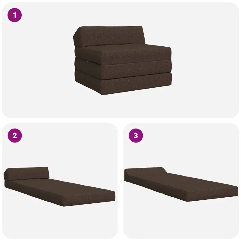 Sulankstomas Sofos Lova Taupe 200 x 70 x 10 cm Audinys