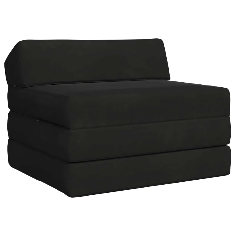 Sulankstomas Sofos Lova Juoda 200 x 70 x 10 cm Aksomas