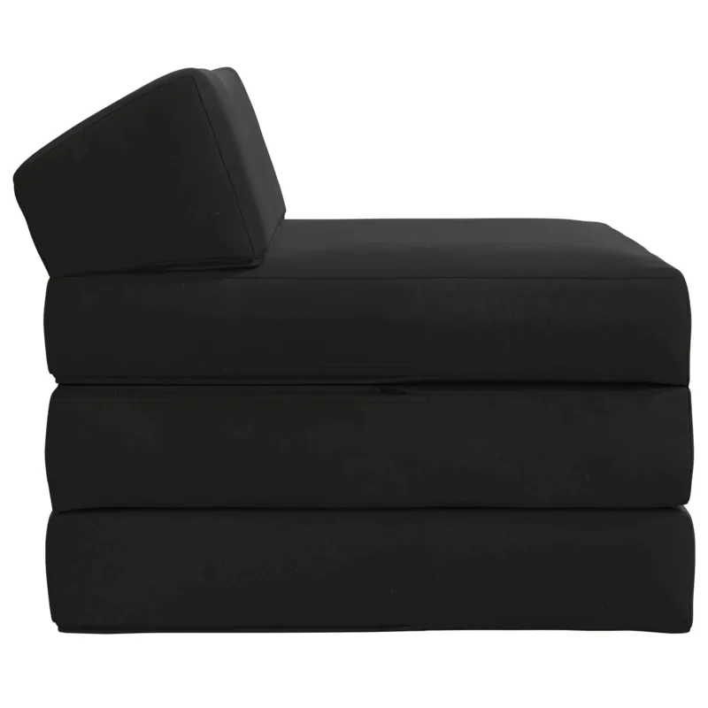 Sulankstomas Sofos Lova Juoda 200 x 70 x 10 cm Aksomas