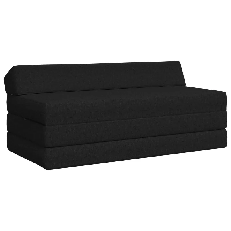 Sulankstomas Sofos Lova Juoda 120 x 60 x 49 cm Audinys