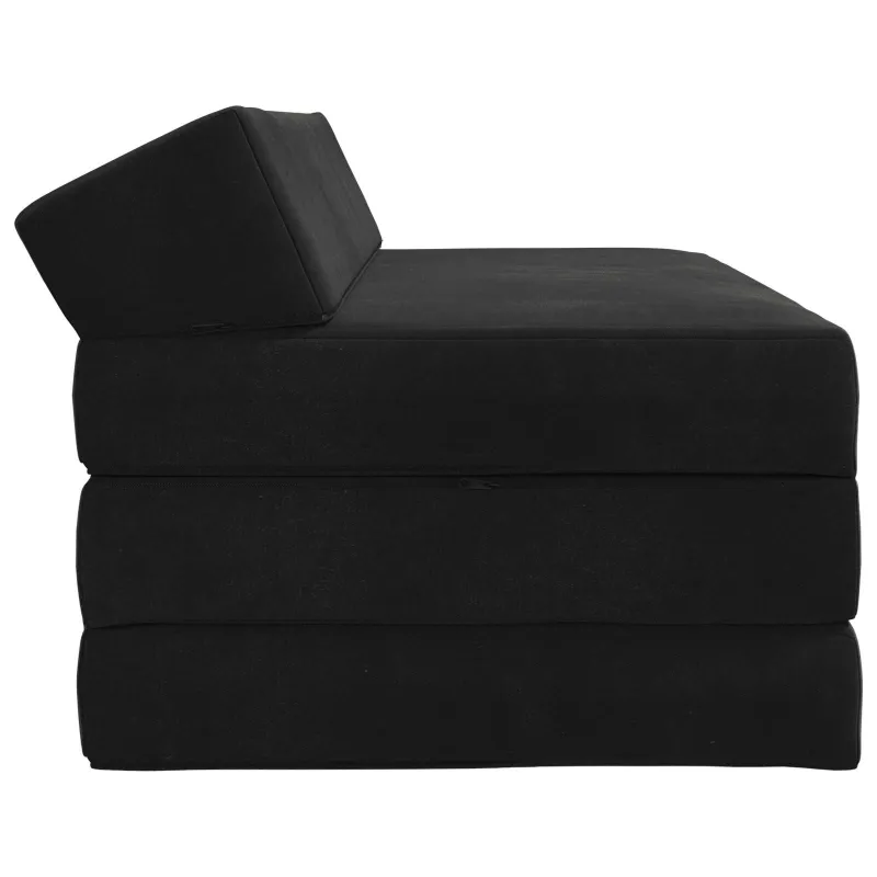 Sulankstomas Sofos Lova Juoda 120 x 60 x 49 cm Audinys