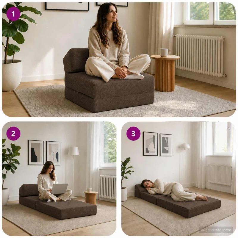 Sulankstomas Sofos Lova Taupe 60 x 70 x 41 cm Audinys