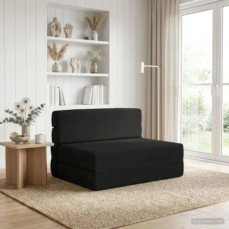 Sulankstomas Sofos Lova Juoda 70 x 72 x 60 cm Audinys