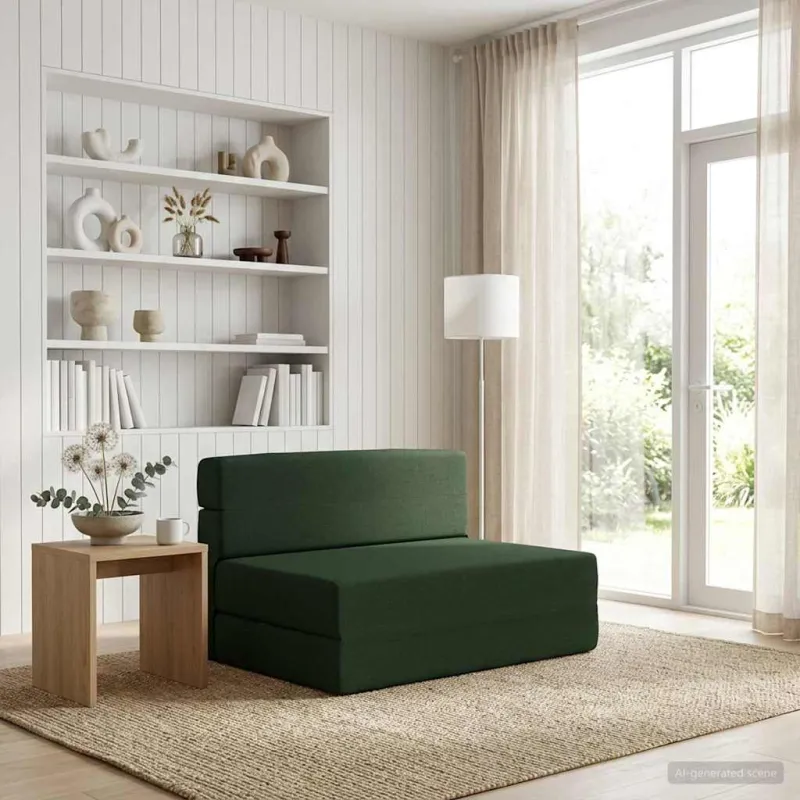 Sulankstomas Sofos Lova Tamsiai žalia 70 x 72 x 60 cm Audinys
