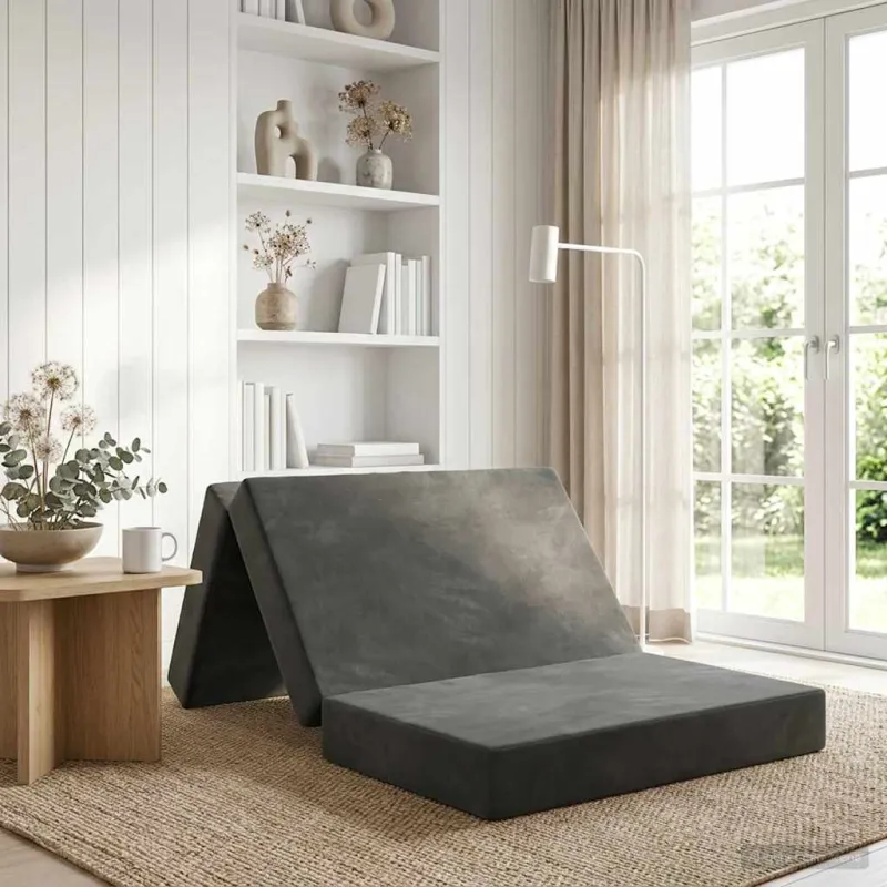 Sulankstomas Sofos Lova 100 x 67 x 45 cm Tamsiai pilka