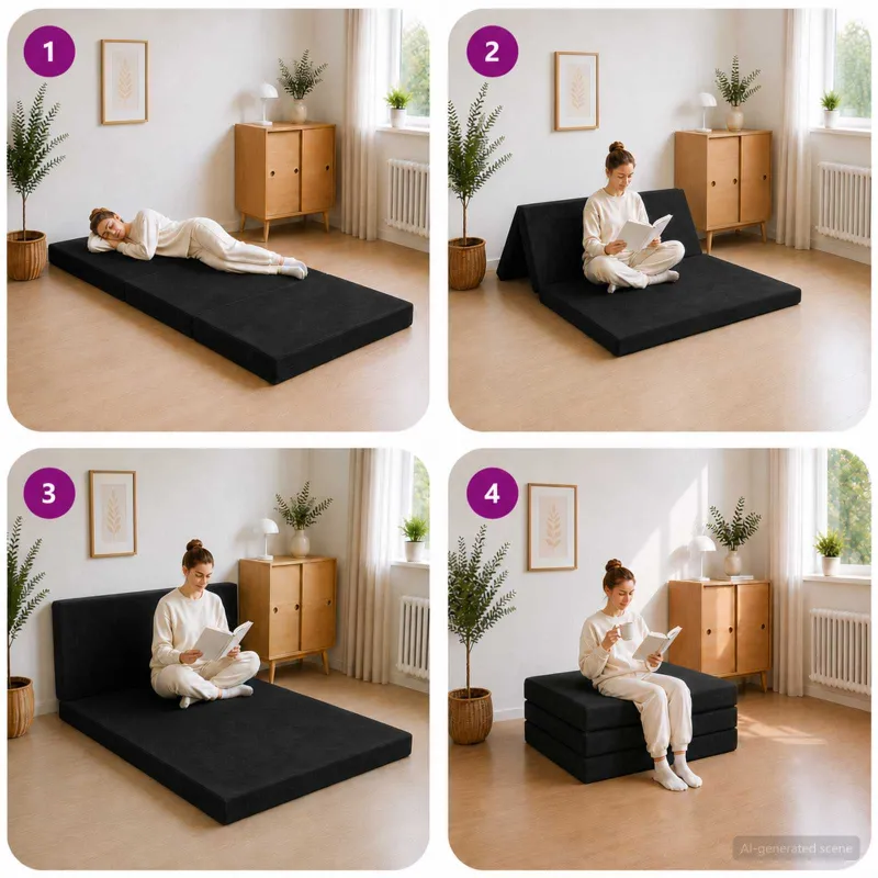 Sulankstomas Sofos Lova 100 x 67 x 45 cm Juoda