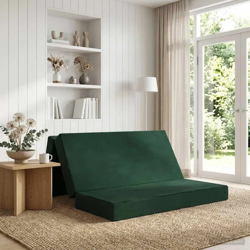 Sulankstomas Sofos Lova 120 x 67 x 45 cm Tamsiai žalia