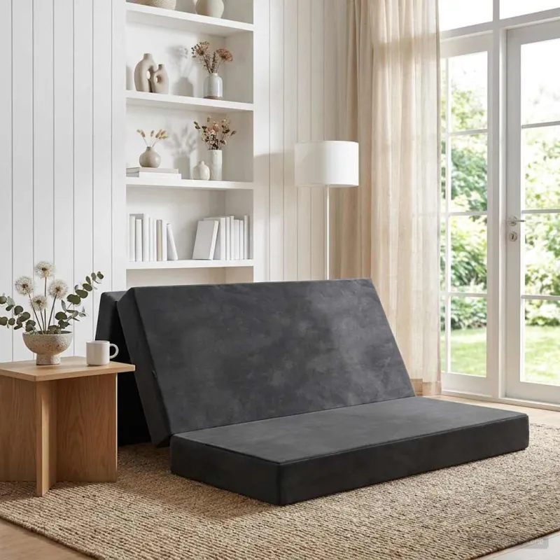 Sulankstomas Sofos Lova 140 x 67 x 45 cm Tamsiai pilka