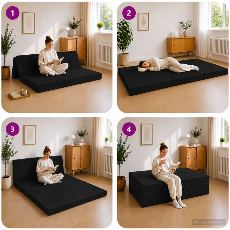Sulankstomas Sofos Lova 140 x 67 x 45 cm Juoda