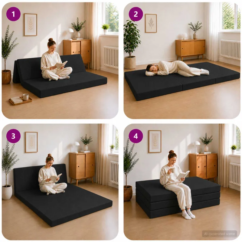 Sulankstomas Sofos Lova 160 x 67 x 45 cm Juoda