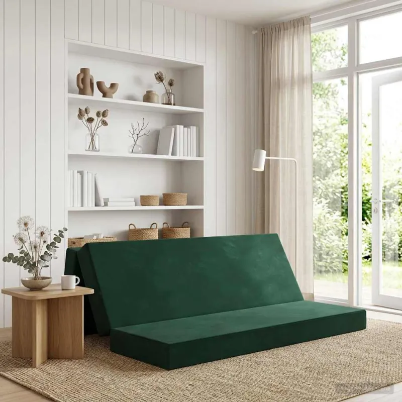 Sulankstomas Sofos Lova 180 x 67 x 45 cm Tamsiai žalia