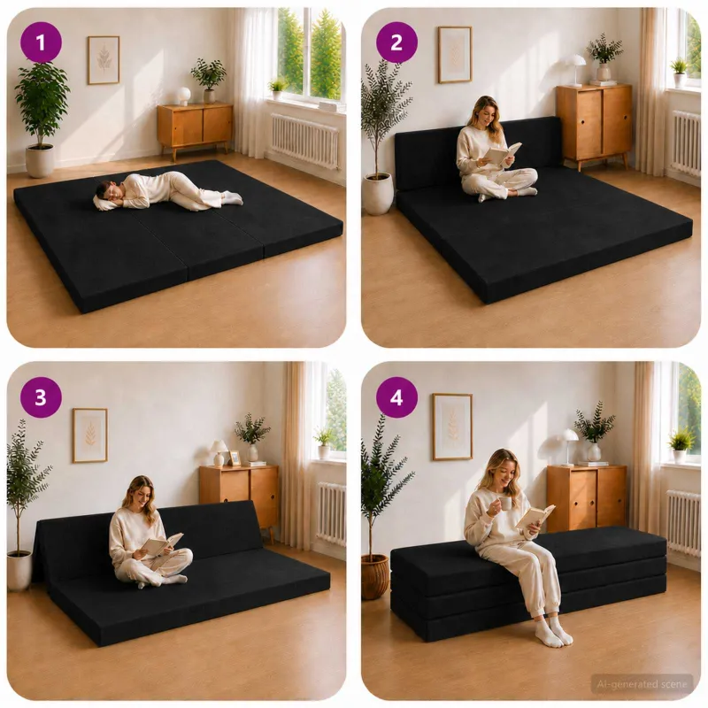 Sulankstomas Sofos Lova 200 x 67 x 45 cm Juoda