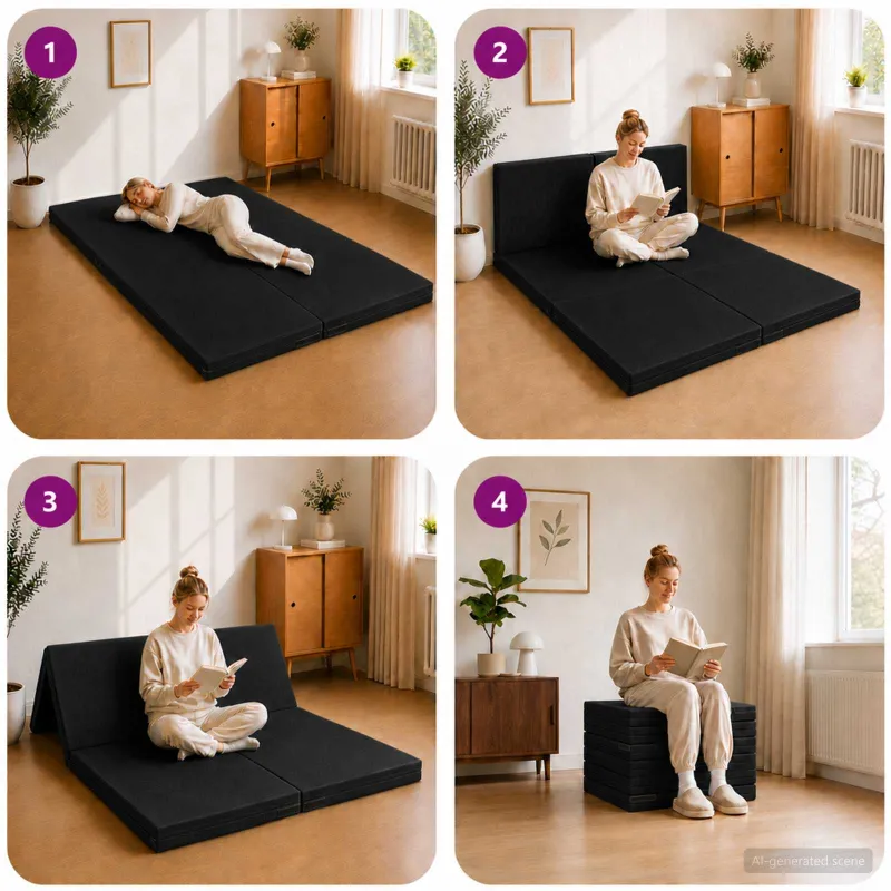 Sulankstomas Sofos Lova 140 x 67 x 45 cm Juoda