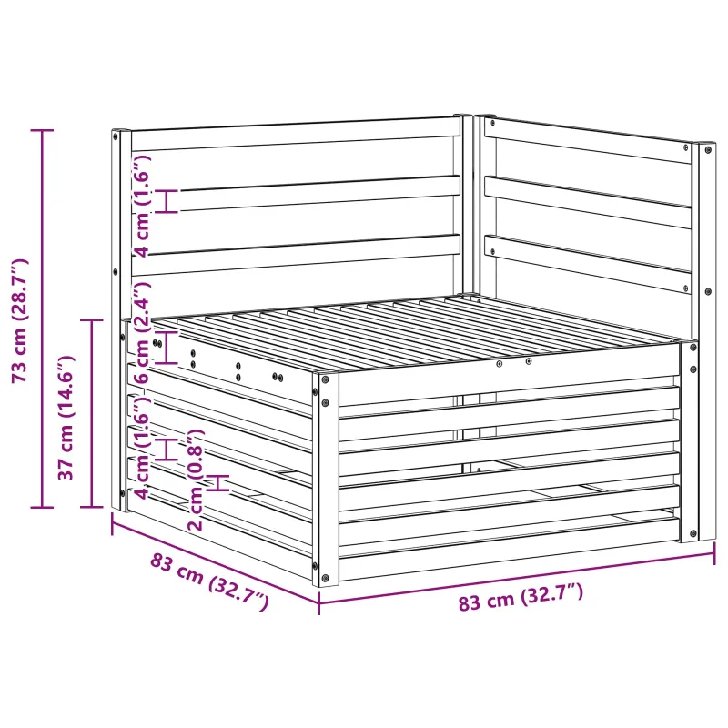 Lauko kampinė sofa Kietos akacijos mediena Balta