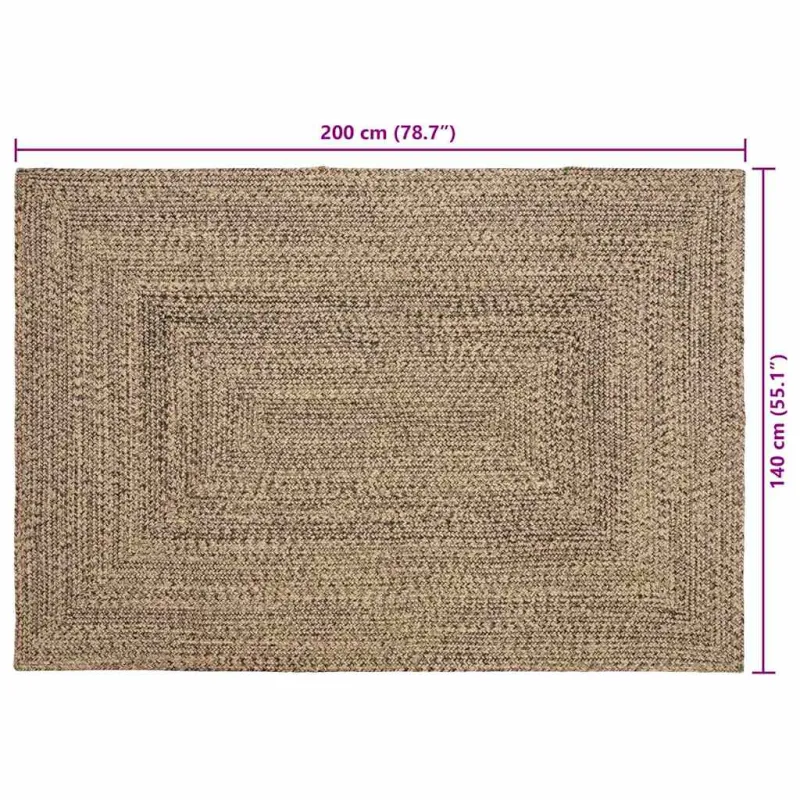 Zoninės kiliminės dangos Natūrali ir juoda 140 x 200 cm Džiutas