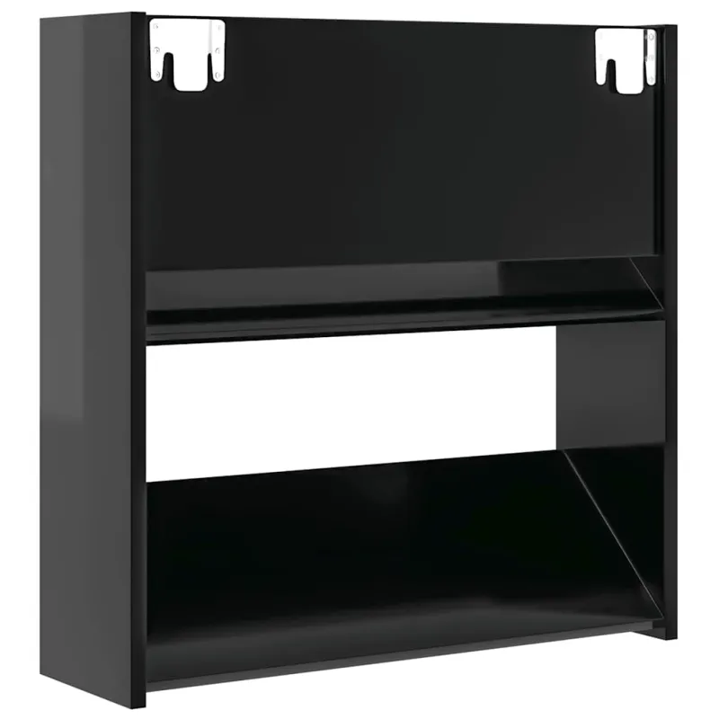 Sieninės spintelės batams, 2vnt., juodos, 60x18x60cm, mediena
