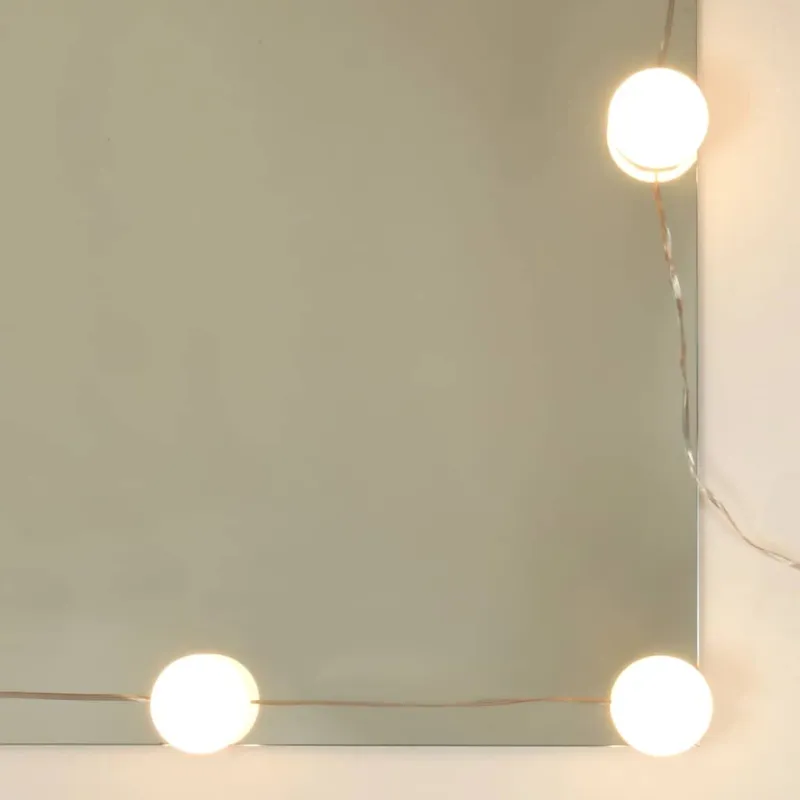 Kosmetinis staliukas su LED, baltas, 60x40x140cm, blizgus